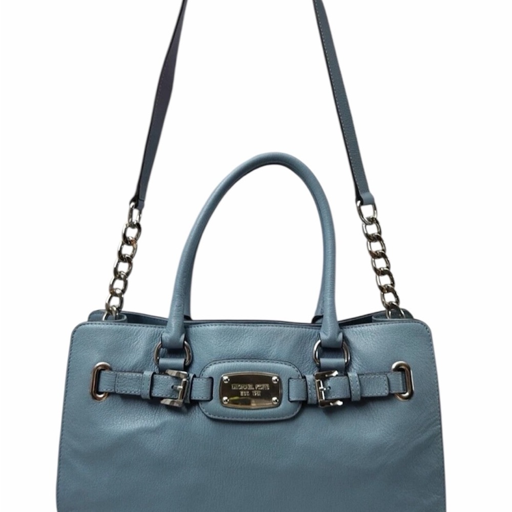 Michael Kors Hamilton Powder Blue Leather Top Handle Large Tote Bag - Picture 3 of 12
